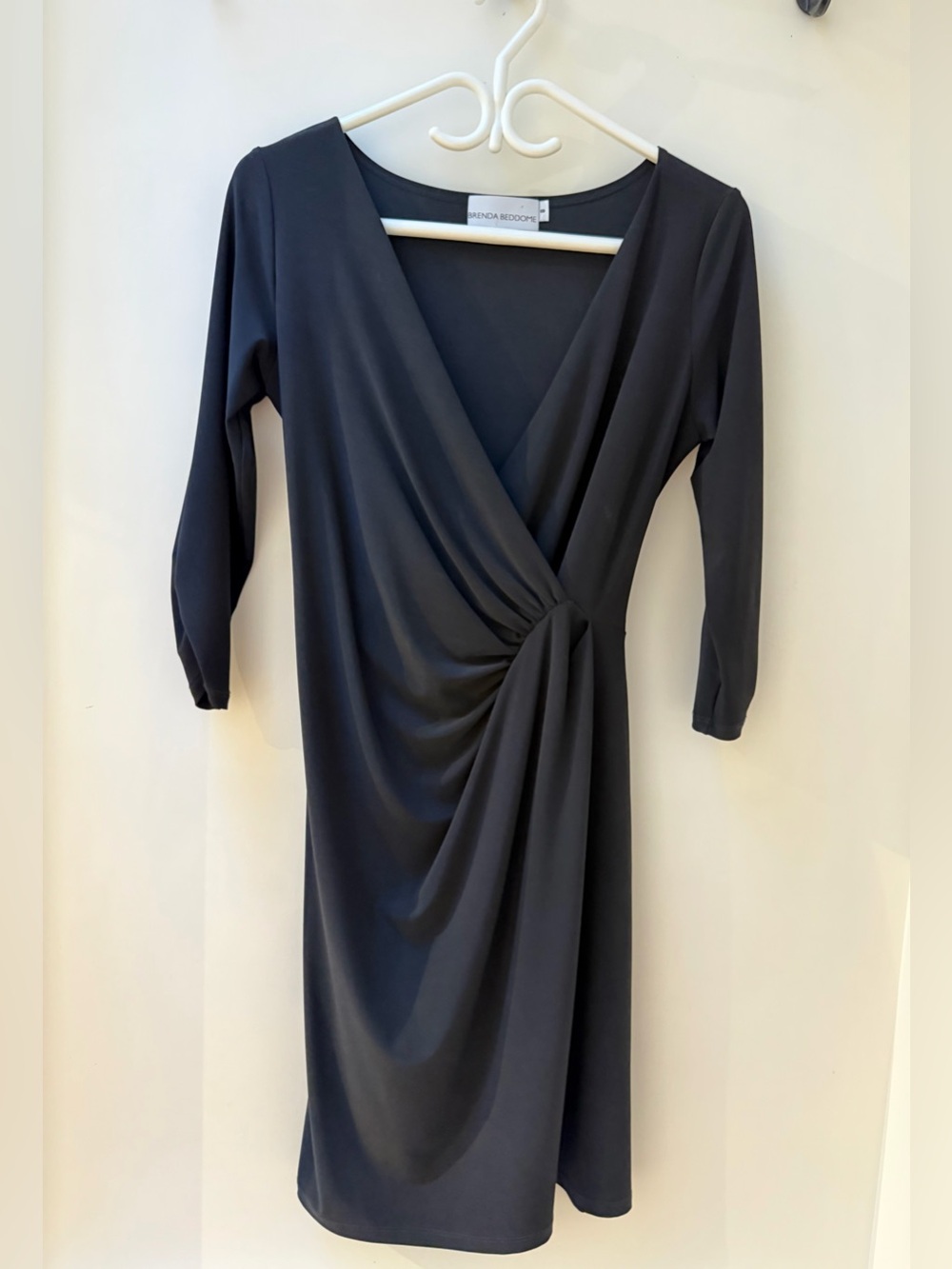 Black Wrap-Style Sheath Dress
